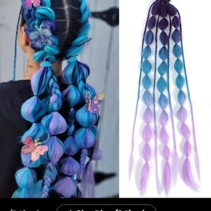 Vibrant Blue and Purple Hair Extensions